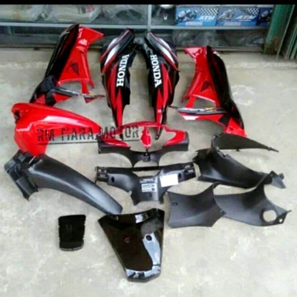 Body Supra X 125 lama Merah Hitam Fullset Kasar Halus Supra x 125 D/Cover Body Supra X 125 Lama Mera