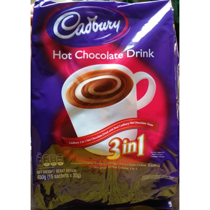 

Cadbury 3 in 1 Hot Chocolate Drink Coklat panas (15 sachets x 30 gr)
