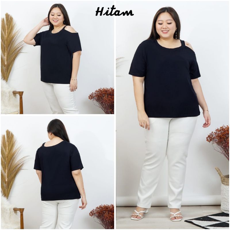 LD 120 XXXL BAJU ATASAN KAOS BLOUSE PAKAIAN FASHION WANITA SUPER JUMBO BIGSIZE OVERSIZE LENGAN PENDE