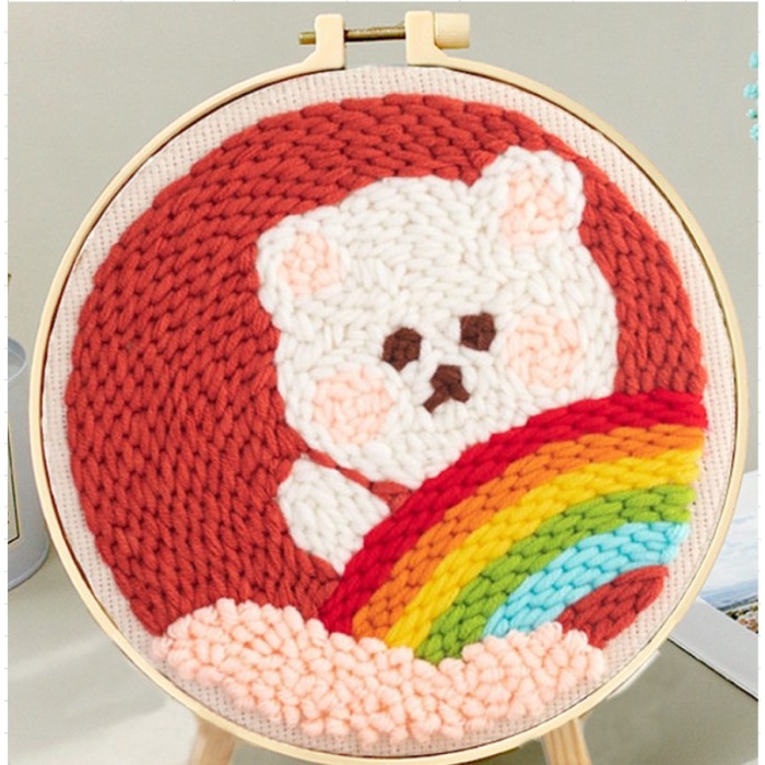 

promosi set kit Embroidery Punch Needle Kit Hoop kerajinan tangan diy - 6