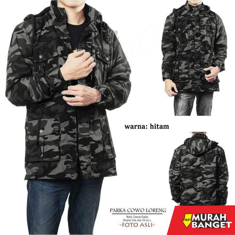 Outer pria  ukuran besar- Jaket Parka Pria Jumbo Loreng Canvas