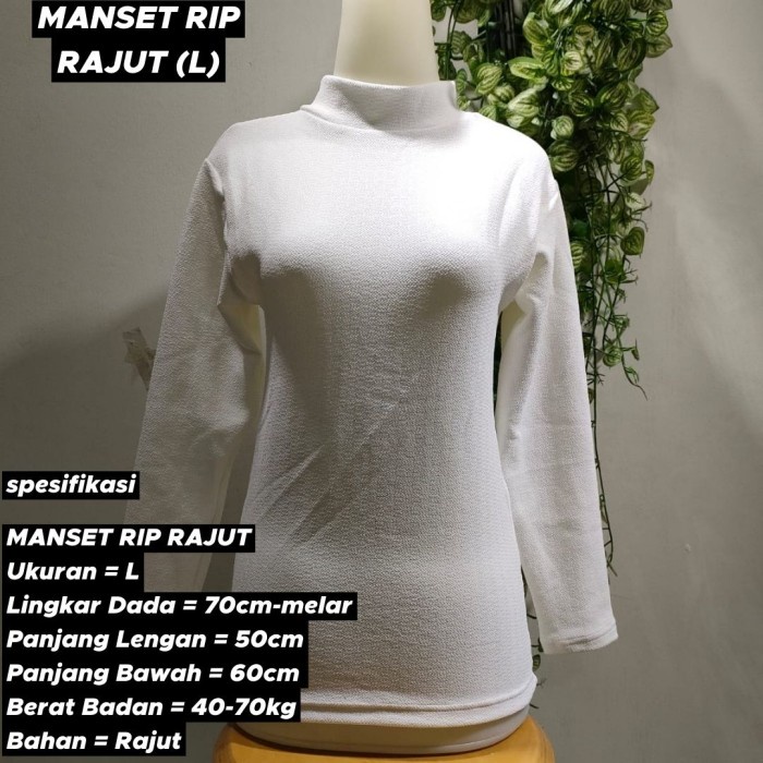 Manset Kaos Wanita / Manset Baju muslim / Inner wanita muslim / Manset - RIP PUTIH RAJUT