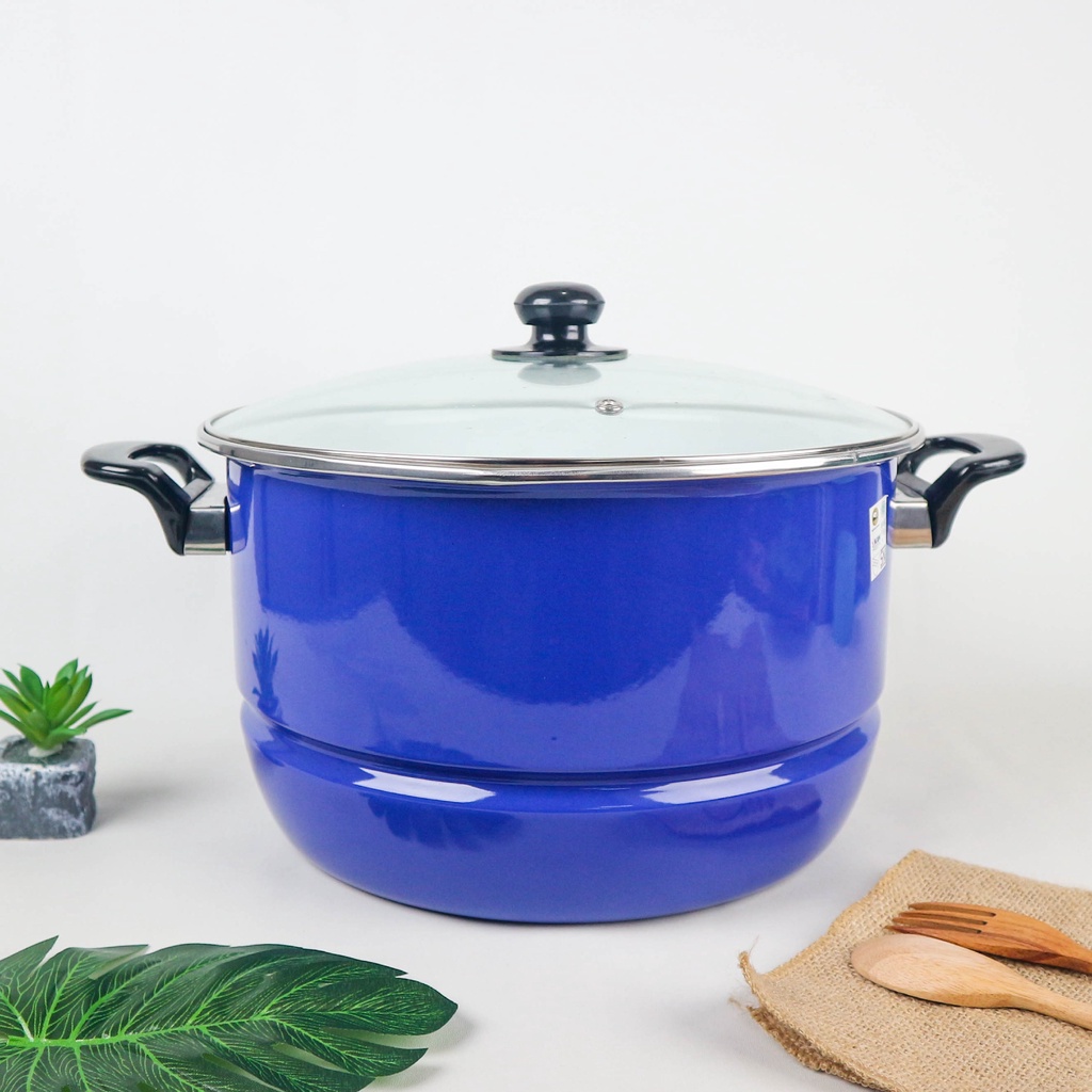 KB - Maspion Panci Stock Pot Ceria Enamel 30cm / Panci Steamer Bahan Enamel