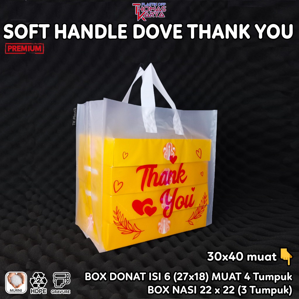 Kantong Plastik Softhandle 30x40 Motif THANK YOU untuk Box Donat Jco isi 6