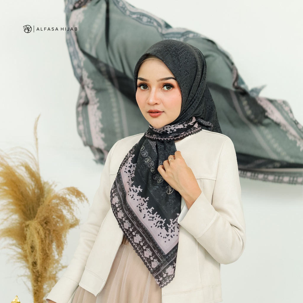 MADELINE SCARF JILBAB SEGI EMPAT MOTIF TRYSPAN VOAL PREMIUM - Alfasa Hijab
