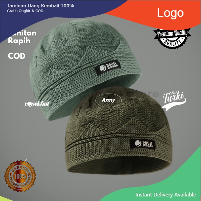 Peci Turki - Peci Rajut Turki Rosal - Peci solat/sholat/shalat - army