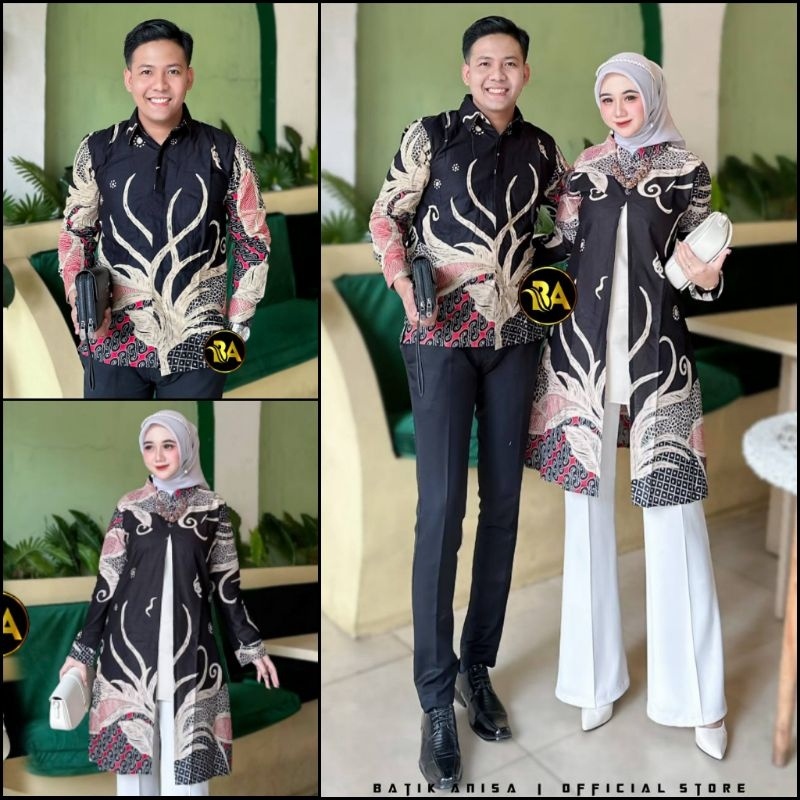 Batik Tunik Couple Modern Set Pakaian Couple Kemeja Batik Panjang Premium Batik Couple Pasangan