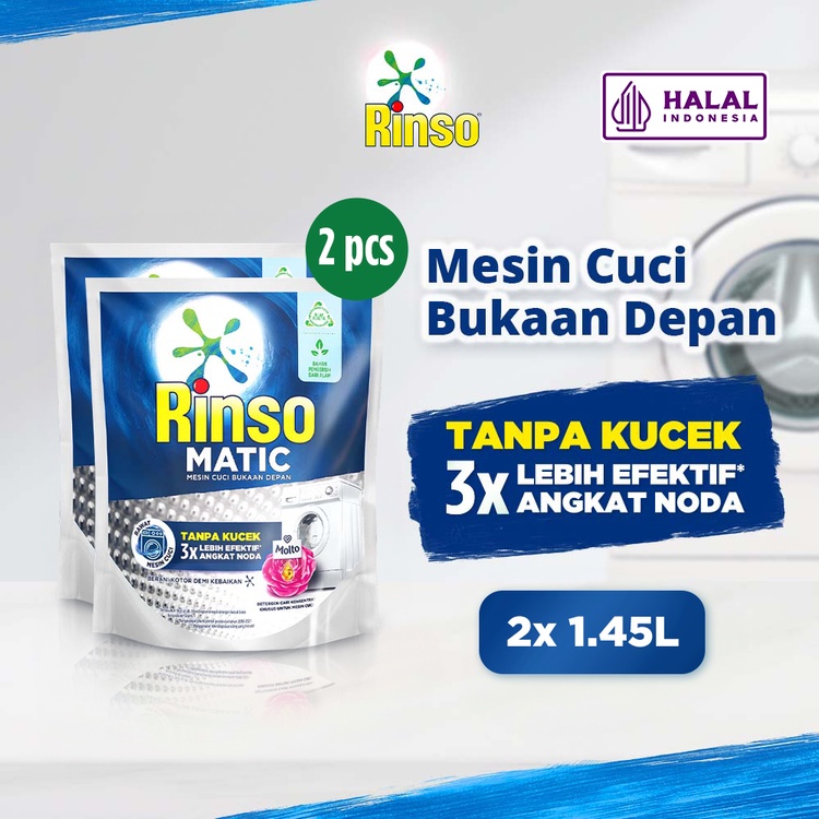 Rinso Detergent Cair Konsentrat Deterjen Matic Mesin Cuci Bukaan Depan 1.45 L x2