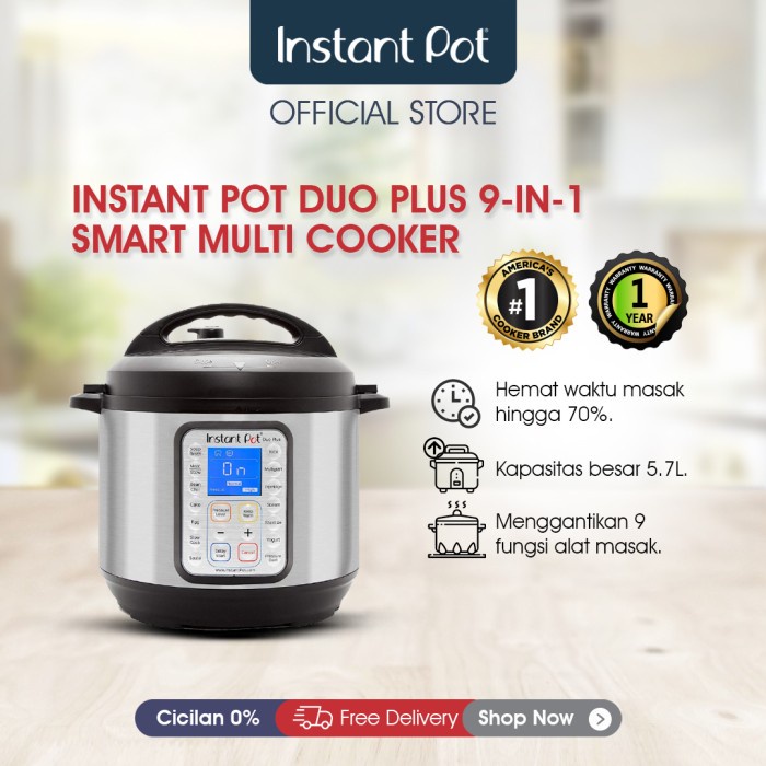 Instant Pot Duo Plus 9-In-1 Smart Multi Cooker Alat Masak Serbaguna