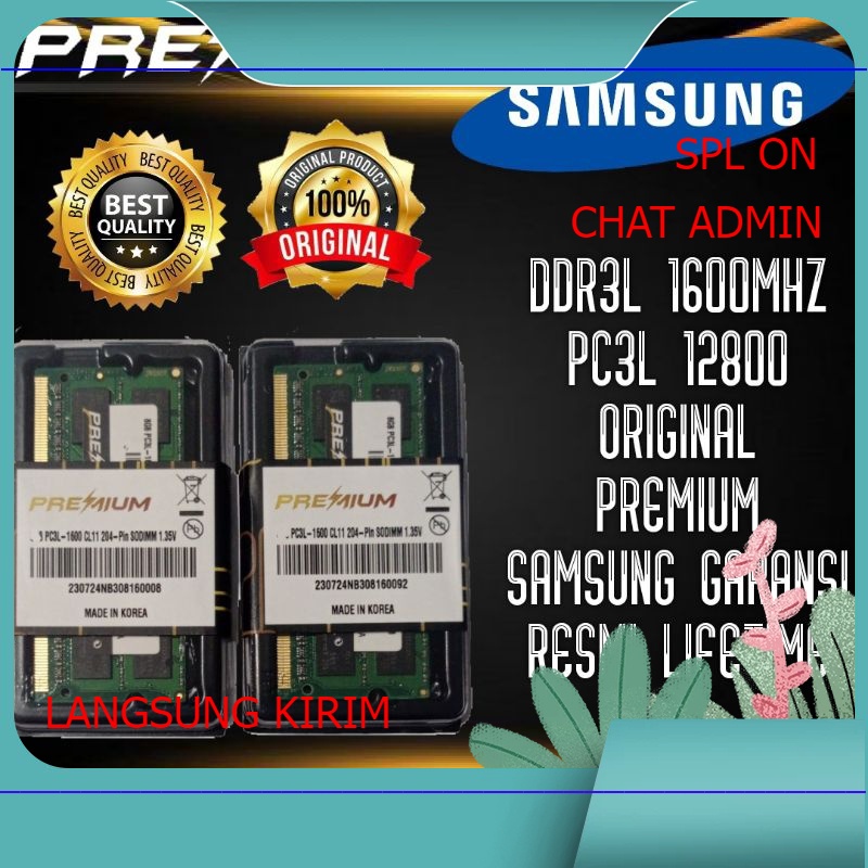 PERALATAN KOMPUTER PROMO RAM NB LAPTOP DDR3 DDR3L 2GB 4GB 8GB 1333MHZ 1600MHZ PC3L 12800 GARANSI RESMI SAMSUNG PREMIUM ORIGINAL LMBR23