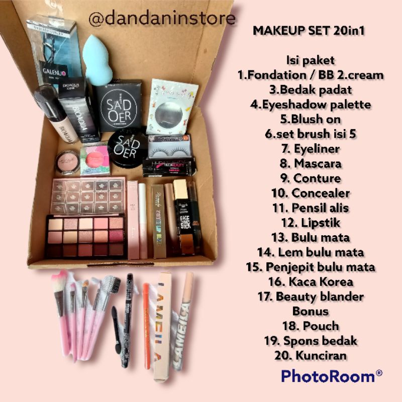 GRATIS POUCH Beauty Make up Set 20in1 Paket Kosmetik Makeup 20pcs Kecantikan Seserahan Wanita Murah 