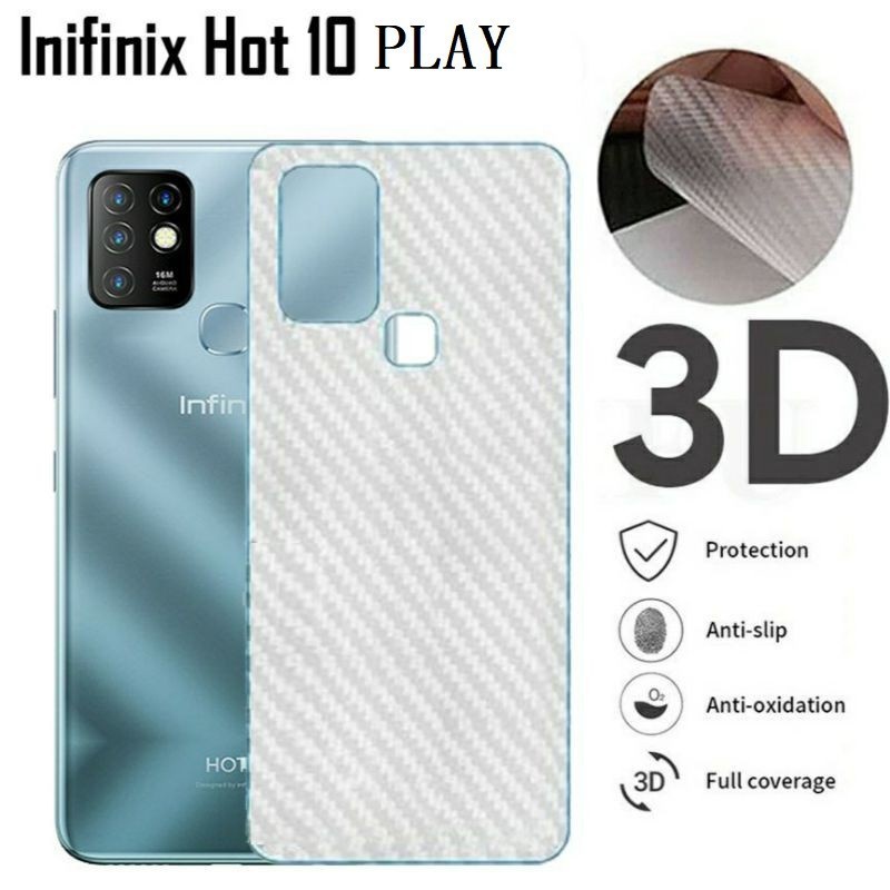 Skin Carbon Texture Anti Jamur Infinix Hot 8 9 10 Play Hot 10s Pelindung Belakang Handphone