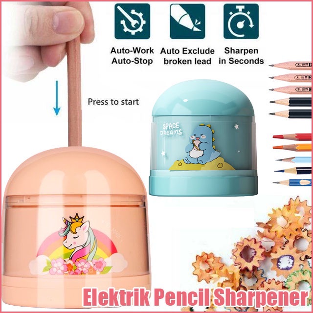 

GAGALU Rautan Pensil Elektrik Karakter Lucu Serutan Otomatis Putar Sendiri Electric Pencil Sharpener Cute