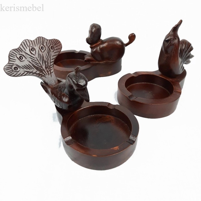 Jual Asbak Model Ukir Hewan Kerajinan Kayu Jati murah