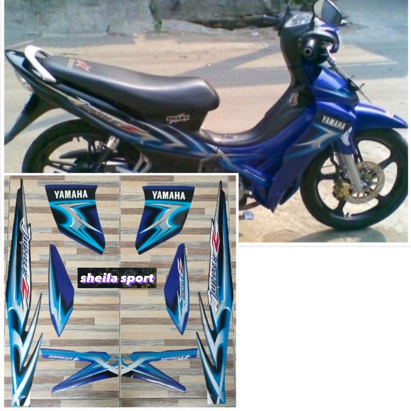 Striping jupiter z burhan stiker lis les Yamaha Jupiter Z biru hitam tahun 2006 2007 kualitas bagus