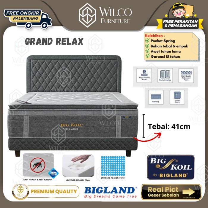 Matras Bigland Bigkoil Grand Relax / Kasur Springbed Per Pocket Ori - Matras Aja , 160x200