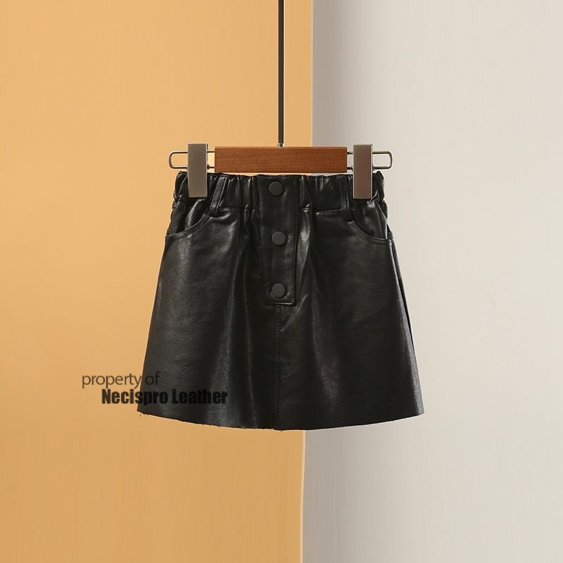 Rok mini kulit anak perempuan asimetris usia 2-10 tahun