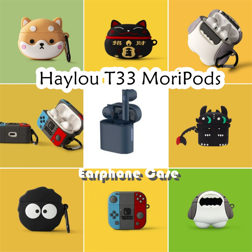 3Cideas Untuk Haylou T33 MoriPods Case Kartun Shiba Inu & ikan hiu Soft Silicone Kasus Telpon teling