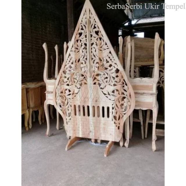 GUNUNGAN WAYANG UKIR KAYU MENTAH JAWA DEKOR PELAMINAN PERNIKAHAN Termurah