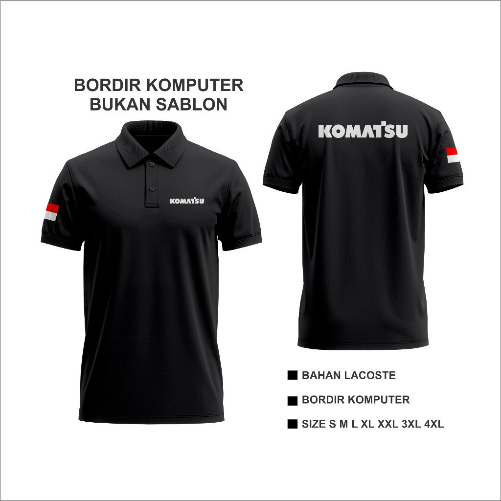 Kaos Polo Bordir Baju Komatsu Bordir Kaos komatsu Polo Komatsu Bordir / Kemeja Komatsu Bordir Wangki