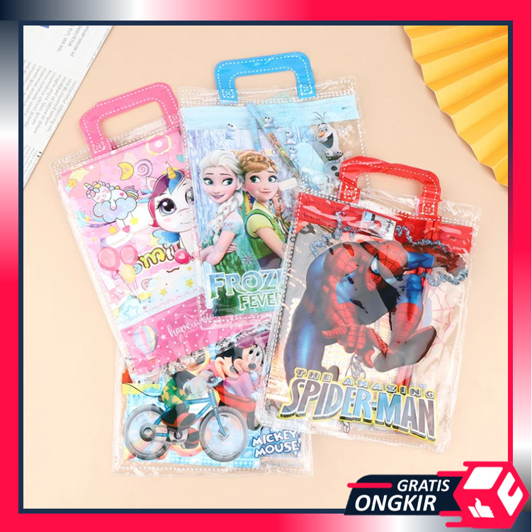 

Gratis Ongkir - S6149 Hampers Souvenir Birthday Anak / Set Mini Pouch Bag Karakter / Set Alat Tulis 6 in 1 / Stationery Set Motif Karakter