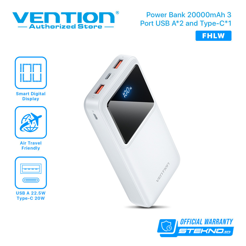 Vention Powerbank Fast Charging LED Display QC PD USB A Type C 10000 mAh 20000 mAh 22.5W CCC Certifi