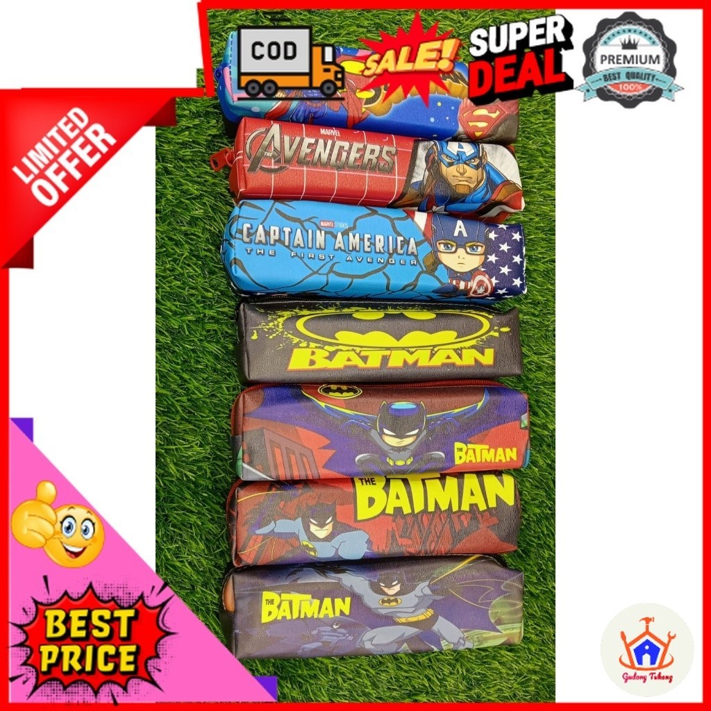 

Gudang Tukang Kotak Pensil Tempat Pensil Superhero Superman Spiderman Batman Avenger Captain America Anti Air / Tempat Pensil Bolpoint karakter