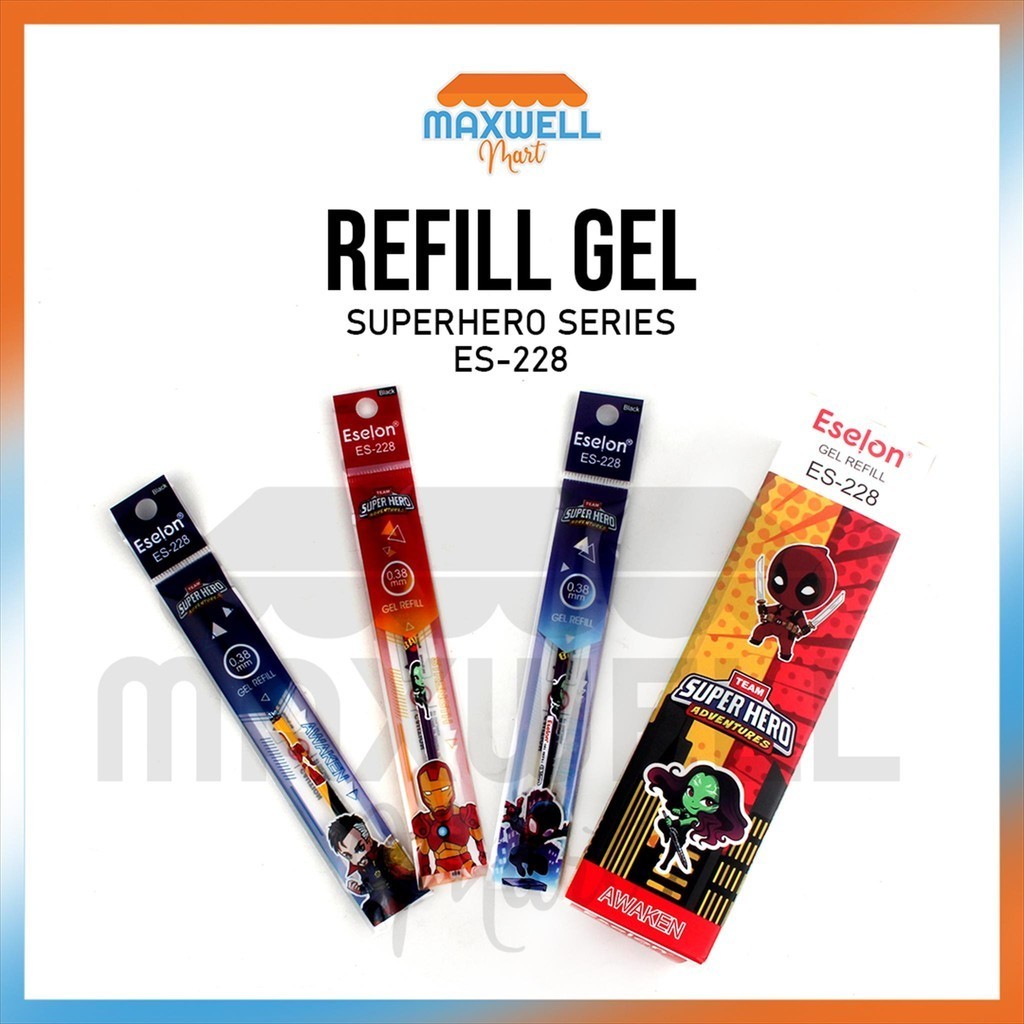 

[MaxMart] 20pcs Refill Pulpen Gel SUPER HERO ESELON 228 / 1pak Refil Pulpen Gel 228