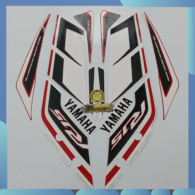 Stiker Striping Yamaha R15 2015 merah putih Stiker  motor standar bagus