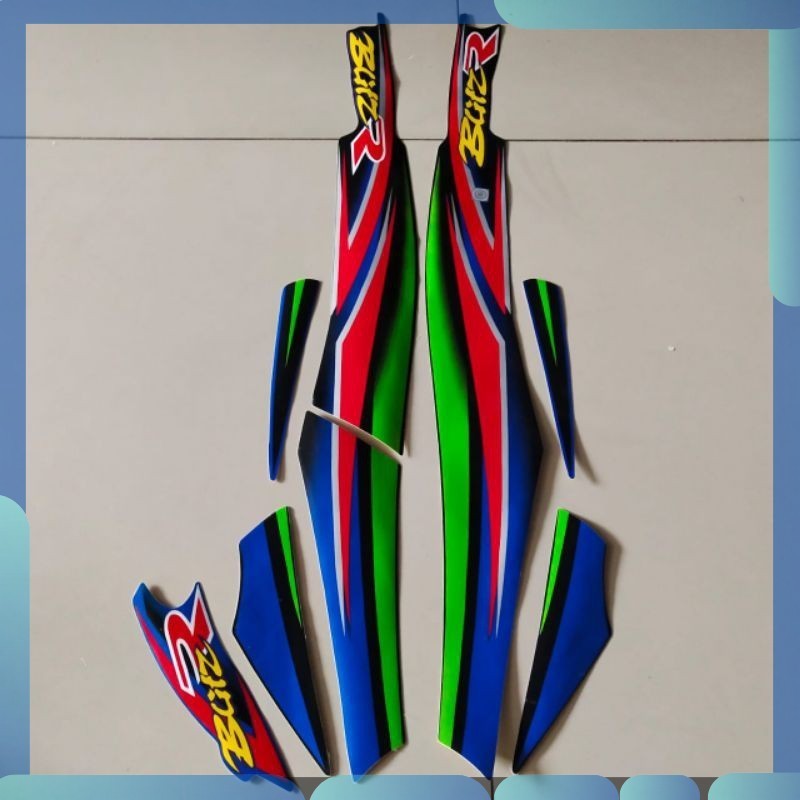 Stiker Striping Kawasaki Blitz R BlitzR biru stiker Lis body motor standar bagus