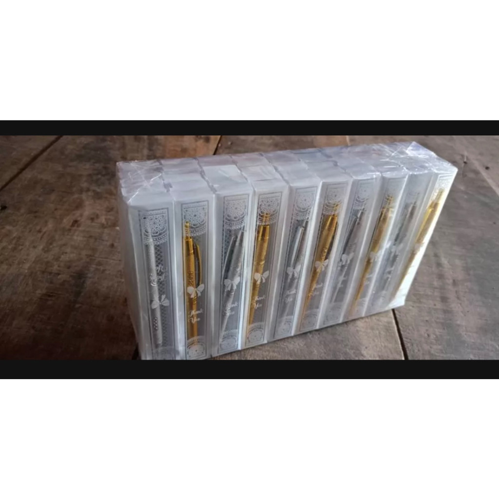 [SDW] pekanbaru/￼[50 PCS] SOUVENIR PULPEN SILVER EMAS KEMAS MIKA SOUVENIR PERNIKAHAN SOUVENIR PULPEN