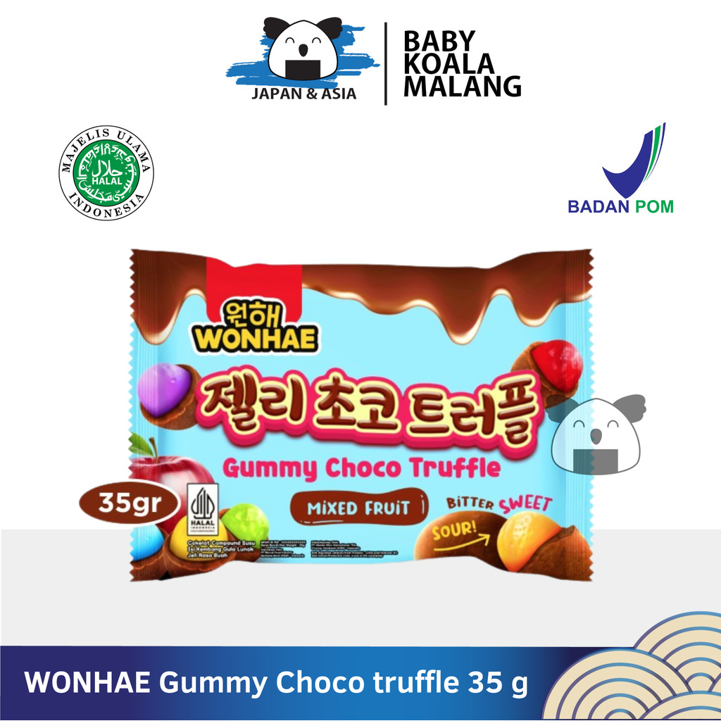 

WONHAE Gummy Choco Truffle Mixed Fruit 35 g Halal | Coklat Jelly Rasa Buah - BKM