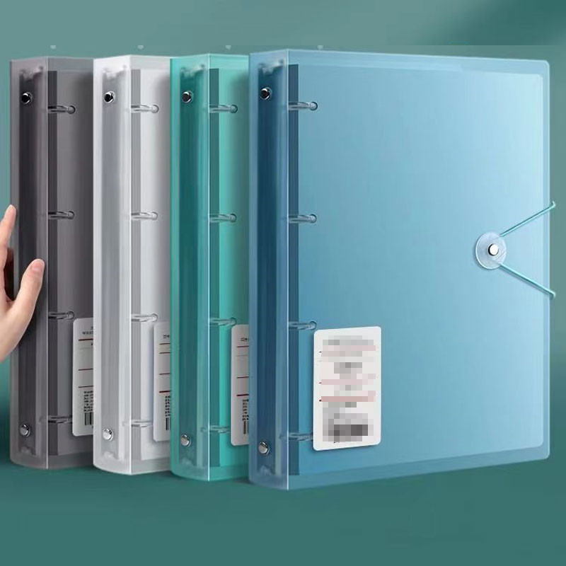 

A4 Perforated Binder O-Type Punch Folder 4-Hole Transparent Shell PP Folder Waterproof Test Paper Data Storage Learning Supplies
