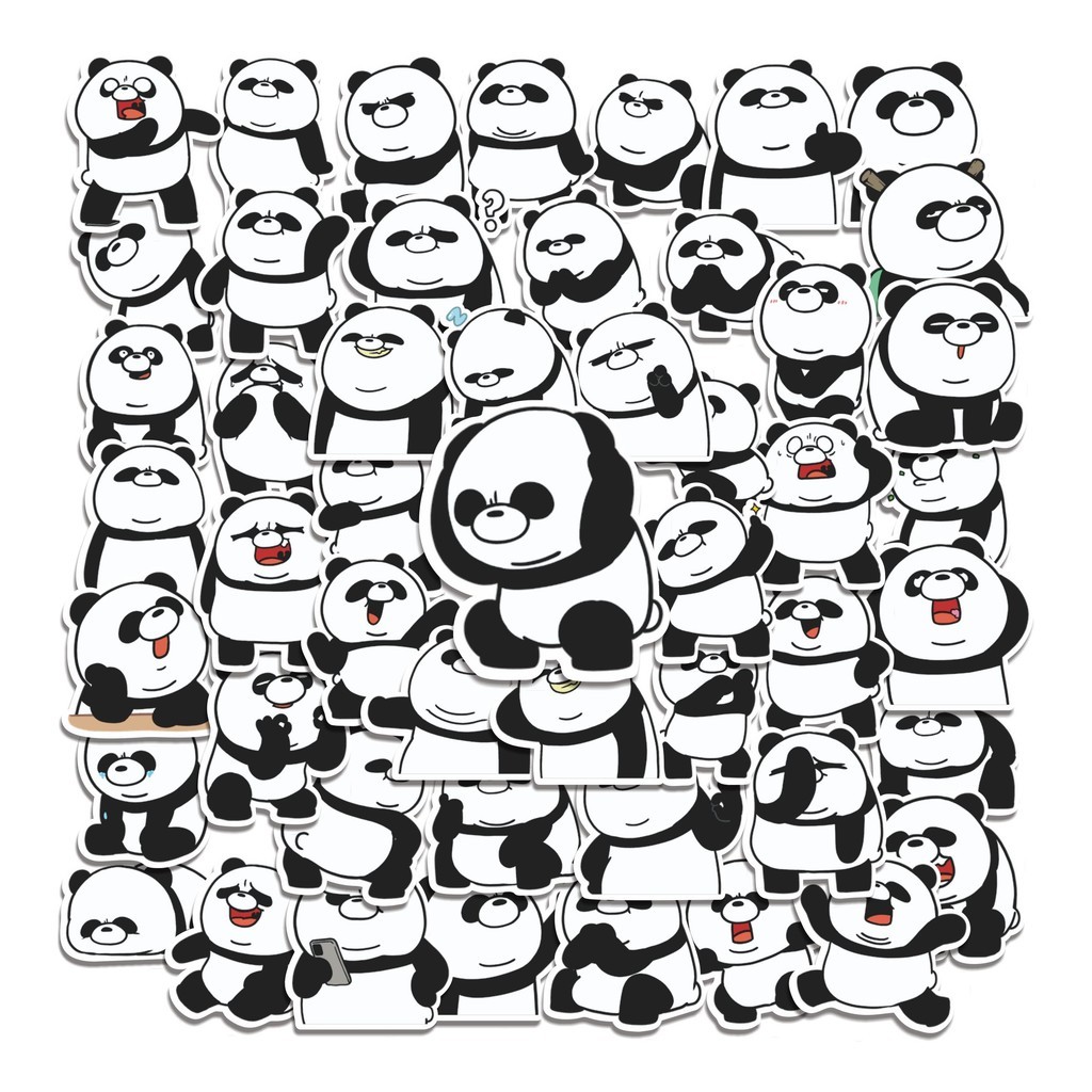

COD 50 Pcs Stiker Simple Cute Panda / Panda Imut Sederhana Lucu Anti Air Untuk Dekorasi Notebook Sepeda Skateboard Handphone