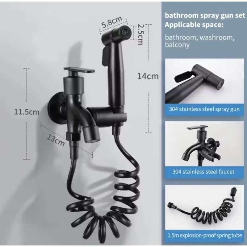 Set keran bidet closet jongkok 304 Kepala jet shower closet bidet spray Set jet shower kloset Kran c
