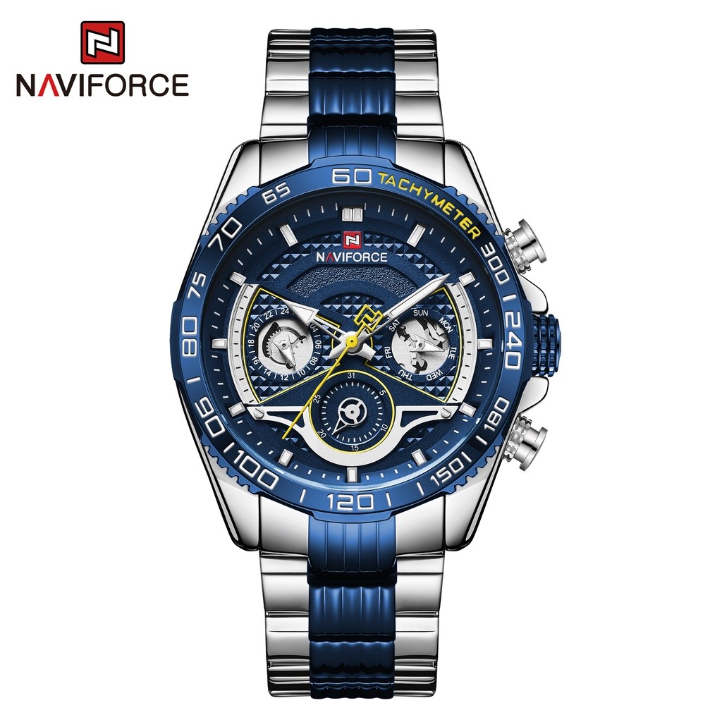 Original NAVIFORCE Jam Tangan Pria Analog NF-9185M - STAINLESS STEEL