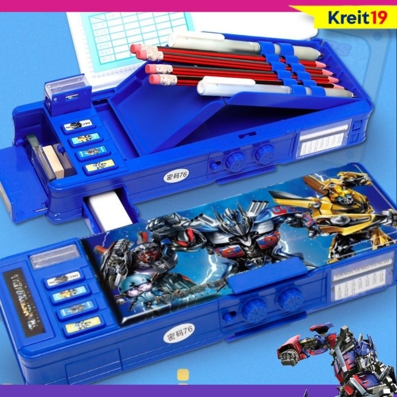 

TERMURAH Kotak Pensil Anak Laki Laki Kode Sandi Pencil Case Tempat Pensil Transformer Password XX-4
