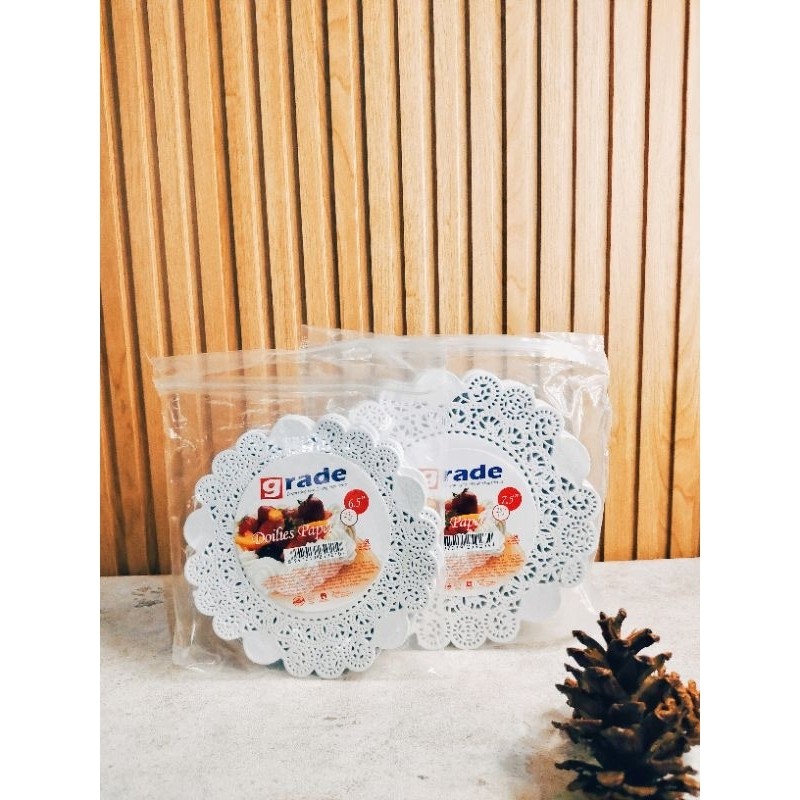 

[isi250] Paper doilies 7.5 6.5 grade alas renda samir putih coklat 6,5 " 7,5