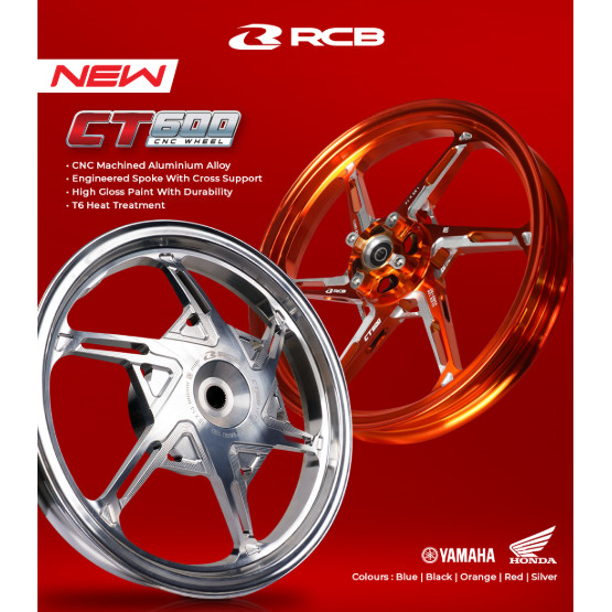 velg rcb ct600 vario 125/150 cnc 185/215-14 silver, merah, hitam, ungu, oren velg vario150