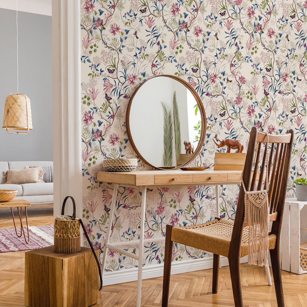 

1 set of 2PCS multi-colour watercolour floral butterfly pattern thickened moisture-proof waterproof wallpaper