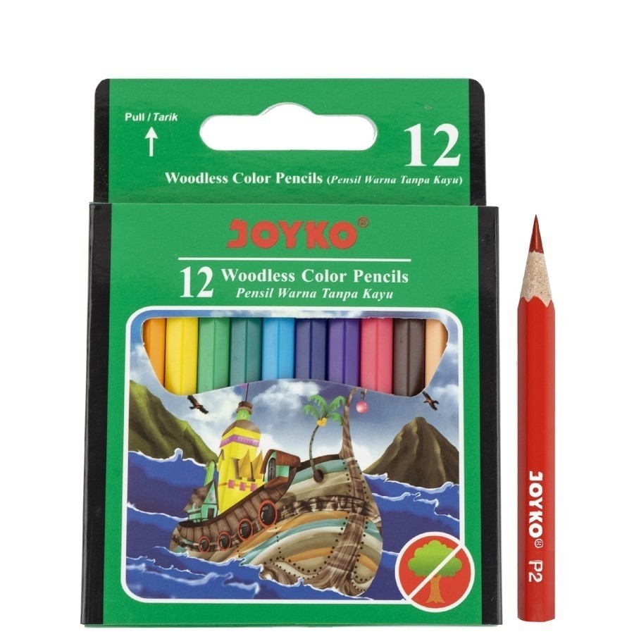 

(SET) Pensil Warna Woodless 12 Warna Pendek - Joyko CP-107