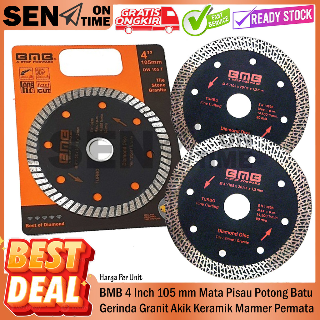 BMB Mata Potong Gerinda Grinda Tangan  4” in inc inch inci 105 mm Batu Geranit Granite Keramik Krami