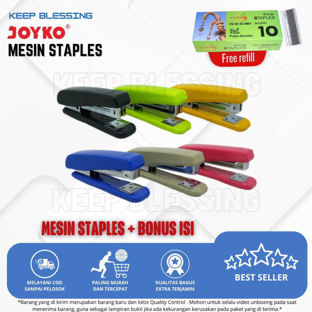 

( FREE REFILL 1 KOTAK ) Stapler Staples HD 10D / Jepretan / Hekter Kuat Anti Karat / Gratis Isi Staples No.10-1m / Duta Gemilang