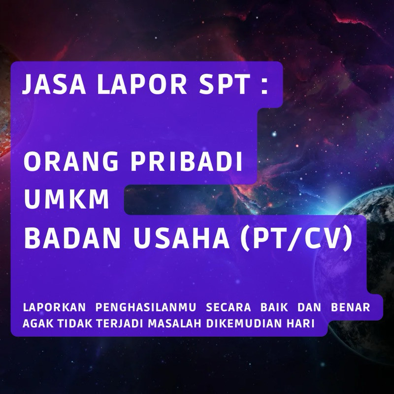 

[CO HANYA DI SHOPEE] FREE KONSULTASI ! JASA PROFESIONAL LAPOR SPT PENGHASILAN SPT OP BADAN