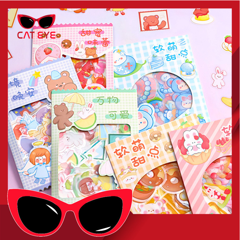 

PROMO - 6056 Stiker Set Isi 45 PCS / Soft Cute Sticker Pack / Stiker Motif Kartun Aesthetic Anti Air / Sticker Diary Scrapbook DIY