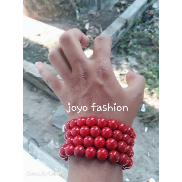 GELANG TASBIH FOSIL BATU MARJAN LAUT MERAH