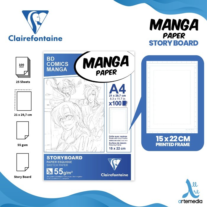 

Kertas Gambar Clairefontaine Manga Paper Layout Storyboard Comic - A4 STORYBOARD