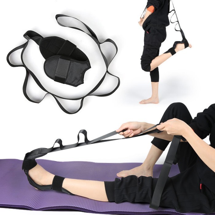 Tali Latihan Terapi Fisik Peregangan Pemanasan Otot Sendi kaki tumit tendon Achilles paha depan belakang betis Kaki Yoga Ligament Stretching Belt 6 Loop Adjustable fleksibilitas rehabilitasi Belt Foot Calf Stretcher Strap Hamstring Ankle Joint Correction