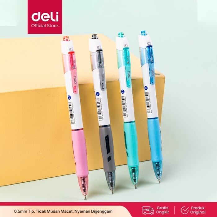 

BOBOMART X Deli Retractable Ballpoint Pulpen Cetek Tip 0.7 mm Tinta Biru EQ18-BL