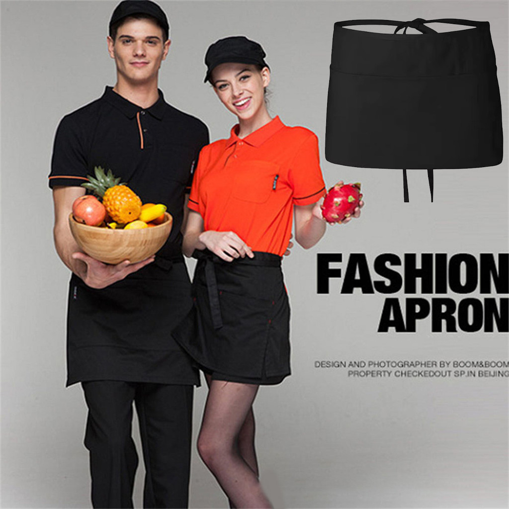 Celemek Waiters Setengah Badan / Celemek Masak Kitchen / Celemek Polos Masak Barista / Apron Waiters